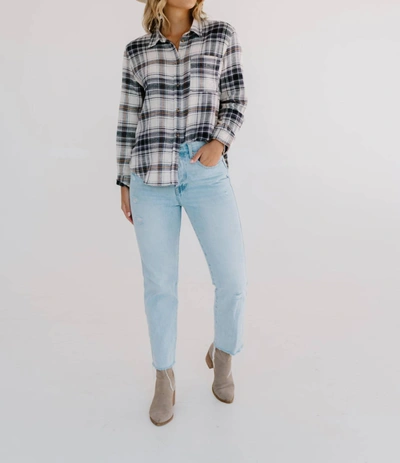 Shop Love Tree Flannel Plaid Top In Black In White