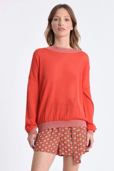 Shop Molly Bracken Casual Chic Sweater In Red In Pink