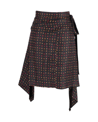 Shop Isabel Marant Printed Asymmetric Skirt In Black Silk