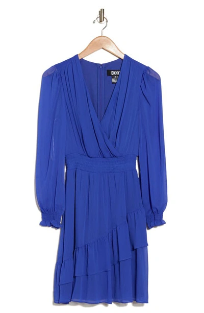 Shop Dkny Long Sleeve Fit & Flare Dress In Iris