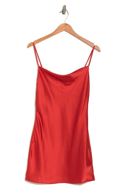Shop Know One Cares Satin Mini Slip Dress In Rust
