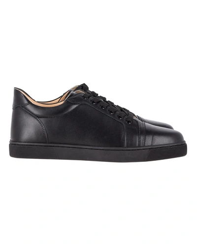 Shop Christian Louboutin Vieira Low-top Sneakers In Black Calfskin Leather