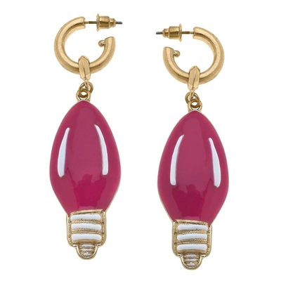 Shop Canvas Style Women's Noelle Light Bulb Earrings In Pink/white In Red