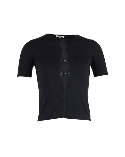 Shop Max Mara Short Sleeve Cardigan In Black Cotton