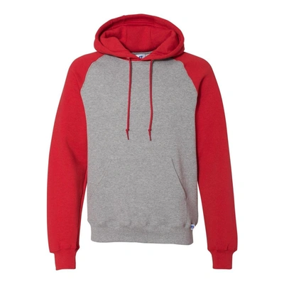 Shop Russell Athletic Dri Power Colorblock Raglan Hooded Sweatshirt In Grey