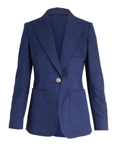 Shop Emilio Pucci Tailored Blazer In Blue Cotton