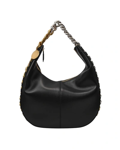 Shop Stella Mccartney Frame Small Hobo Bag -  - Black - Leather Vegan