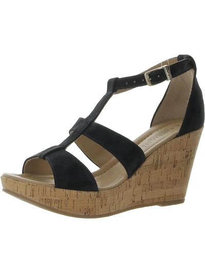Shop Cordani Raquel Womens Suede T-strap Wedge Sandals In Black