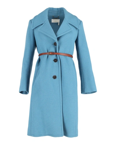 Shop Chloé Chloe Single-breasted Trench Coat In Blue Cotton