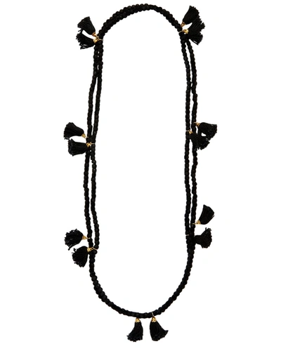 Shop Roller Rabbit Pom Pom Necklace In Black