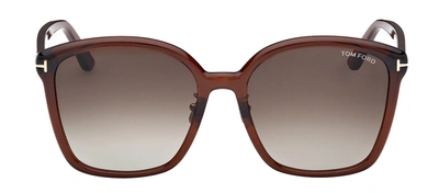 Shop Tom Ford Ft1054-k 48k Square Sunglasses In Brown