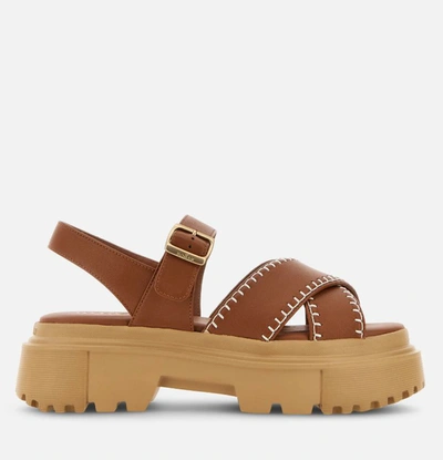Shop Hogan Sandals In Leather Brown