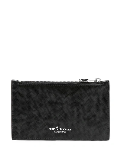 Shop Kiton Card Holder With Logo In Black