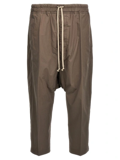 Shop Rick Owens 'drawstring Cropped' Pants In Gray
