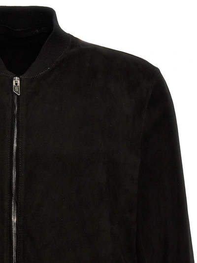 Shop Salvatore Santoro Suede Bomber Jacket In Black
