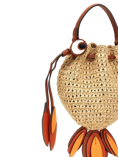 Shop Anya Hindmarch 'raffia Goldfish Mini' Crossbody Bag In Beige