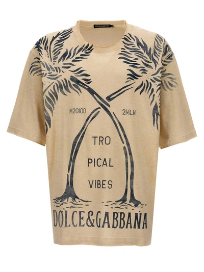 Shop Dolce & Gabbana Printed T-shirt In Beige
