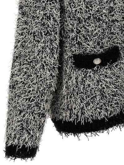 Shop Doublet 'tweed Knit' Cardigan In White/black
