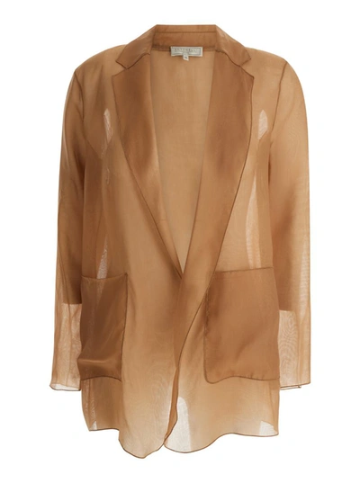 Shop Antonelli Light Brown Semi-transparent 'james' Blazer In Silk Woman