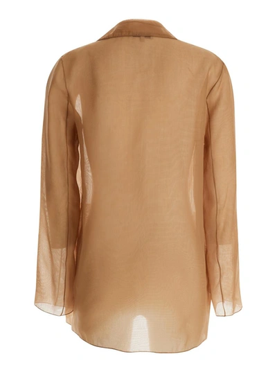 Shop Antonelli Light Brown Semi-transparent 'james' Blazer In Silk Woman
