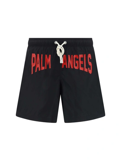 Shop Palm Angels Swimwear In Black Red