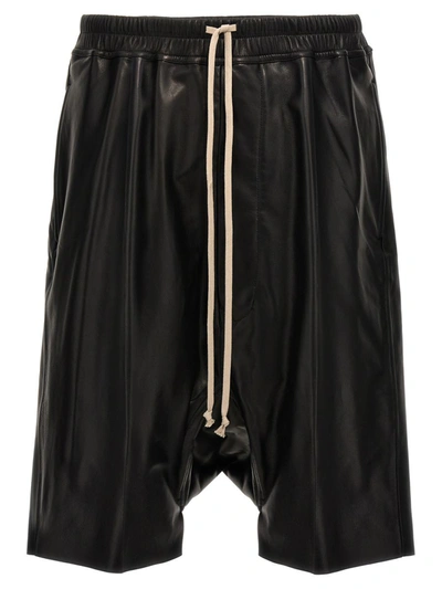 Shop Rick Owens Leather Bermuda Shorts In Black