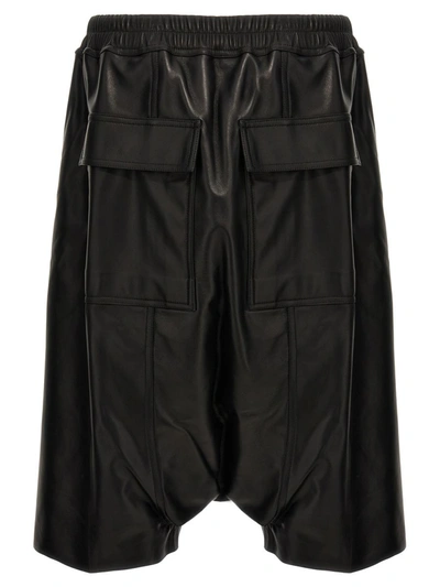 Shop Rick Owens Leather Bermuda Shorts In Black