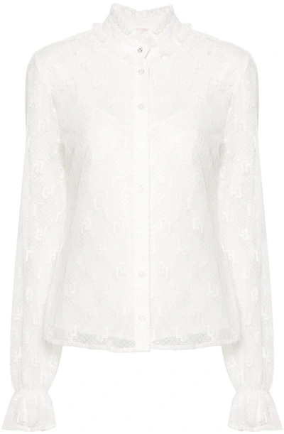 Shop Liu •jo Liu Jo Lace Shirt In White