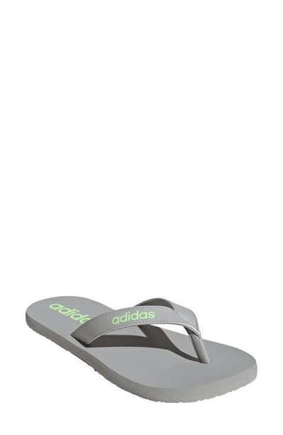 Shop Adidas Originals Eezay Flip Flop In Grey Two/green/grey