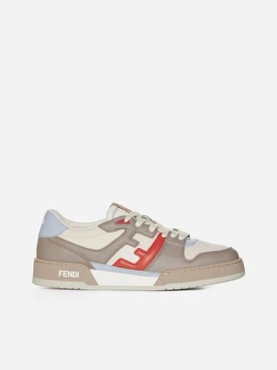 Shop Fendi Match Leather And Fabric Sneakers In Multicolor