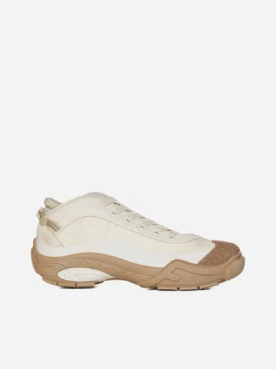 Shop Fendi Lab Fabric Sneakers In Ivory,brown