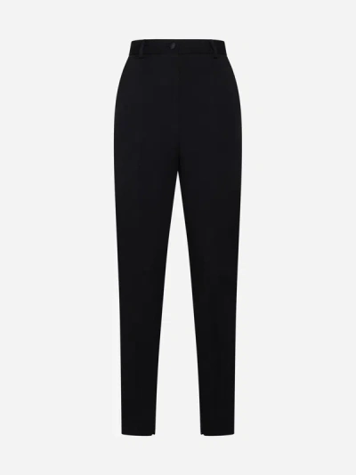 Shop Dolce & Gabbana Stretch Wool And Silk Trousers In Black