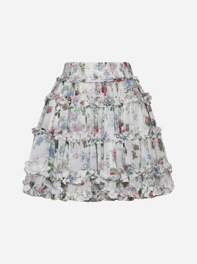 Shop Needle &amp; Thread Floral Fantasy Print Chiffon Miniskirt In Moonshine