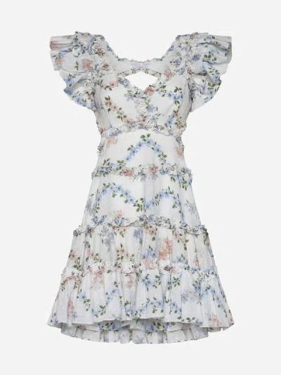 Shop Needle &amp; Thread Dancing Daisies Cotton Mini Dress In Moonshine