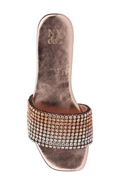 New York And Company Gracie Rhinestone Slide Sandal In Gold