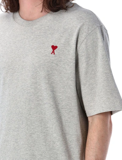 Shop Ami Alexandre Mattiussi Ami Paris Ami De Coeur T-shirt In Heather Ash Grey