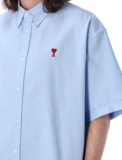 Shop Ami Alexandre Mattiussi Ami Paris Boxy Fit Short Sleeve Shirt In Cashmere Blue