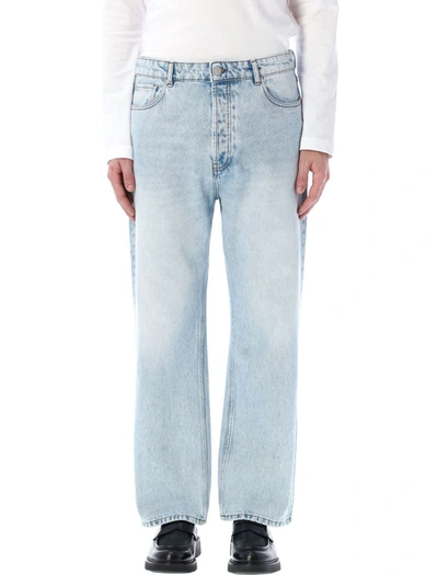 Shop Ami Alexandre Mattiussi Ami Paris Loose Fit Jeans In Light Blu