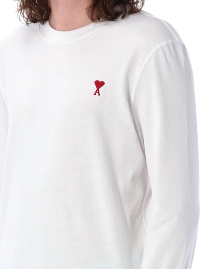 Shop Ami Alexandre Mattiussi Ami Paris Red Ami De Coeur L/s T-shirt In White