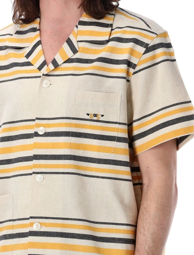 Shop Bode Namesake Stripe Ss Shirt In Ecru Multi
