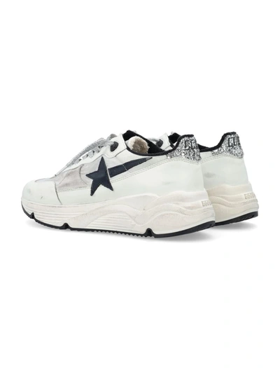 Shop Golden Goose Running Sole Nylon Upper Tongue Leather In Optic White/white/black/silver