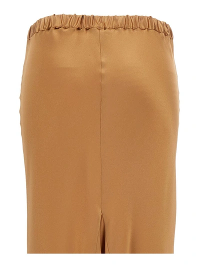 Shop Antonelli Maxi Brown Skirt With Split At The Back In Acetate Blend Woman