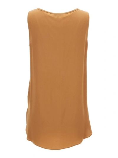 Shop Antonelli 'perugia' Brown Sleeveless Top With U Neckline In Silk Blend Woman