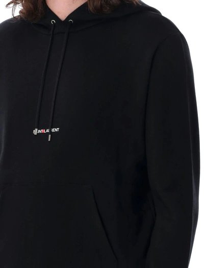 Shop Saint Laurent Logo Rive Gauche Hoodie In Black