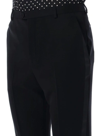 Shop Saint Laurent High Waisted Tuxedo Pants In Black
