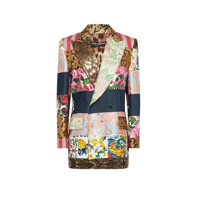 Shop Dolce & Gabbana Colour-block Printed Jacket In Blue
