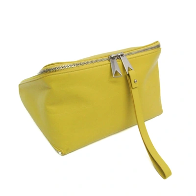 Shop Bottega Veneta Organizer Yellow Leather Clutch Bag ()