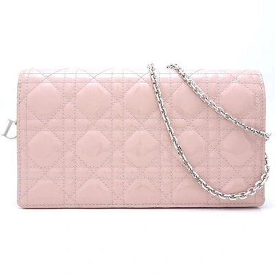 Shop Dior Lady  Pink Patent Leather Shoulder Bag ()