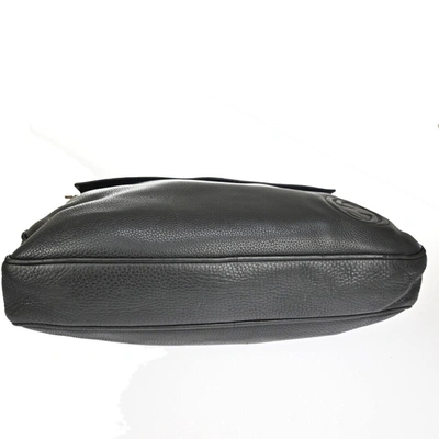 Shop Gucci Interlocking Black Leather Backpack Bag ()