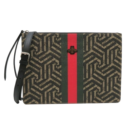 Shop Gucci Ophidia Brown Canvas Shoulder Bag ()